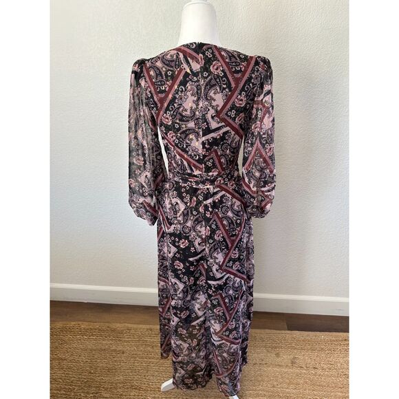 Eliza J Patchwork Print High Low Faux Wrap Dress Size 2 - Picture 4 of 10